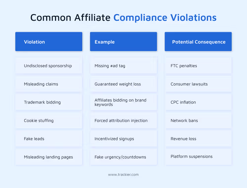 Common violations of affiliate marketing guidelines