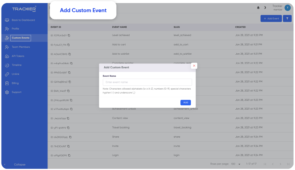 Add Custom Events