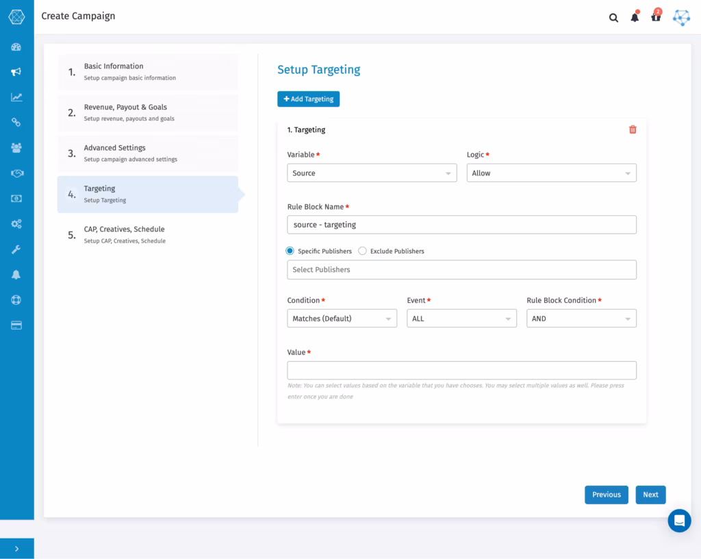 Configure Targeting - Campaign Wizard